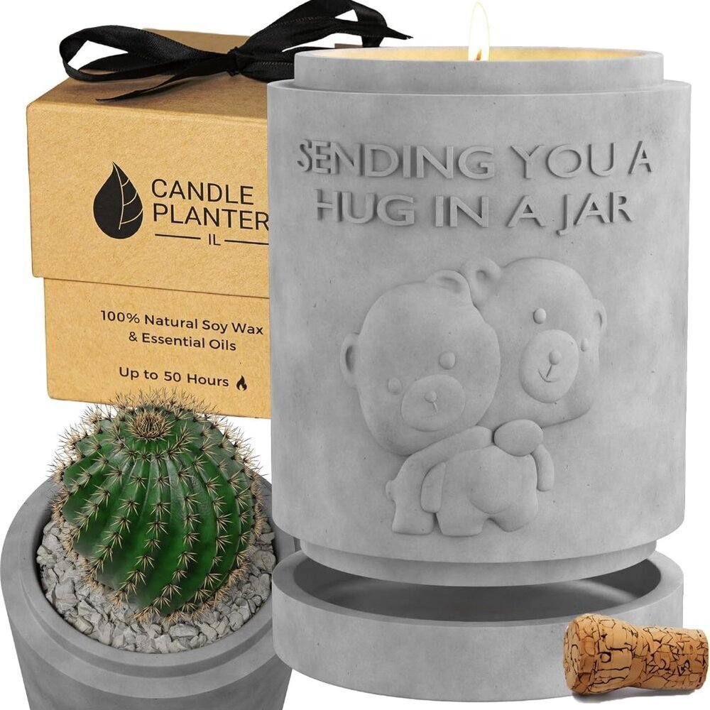 Candle Planter Hug in a Jar Romantic, Aromatherapy Candles - Natural Soy Wax